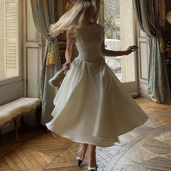 Backless O-Neck A-Line High Waist Dress