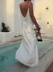 Backless Satin Summer Dress