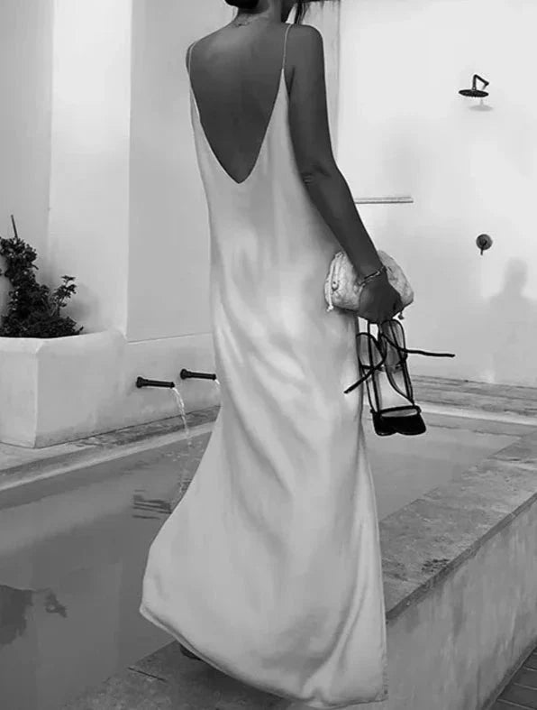 Backless Satin Summer Dress