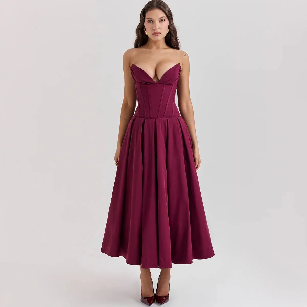 Black Strapless Corset Dress