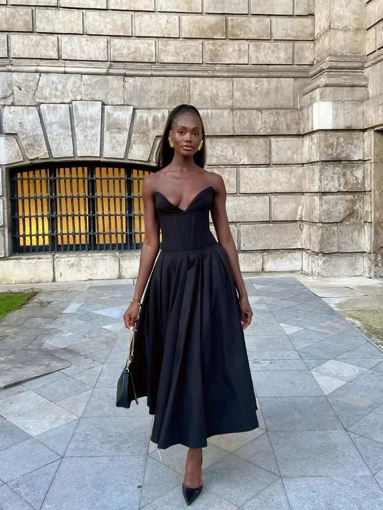 Black Strapless Corset Dress