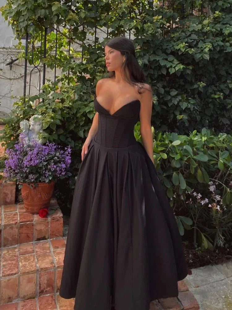 Black Strapless Corset Dress