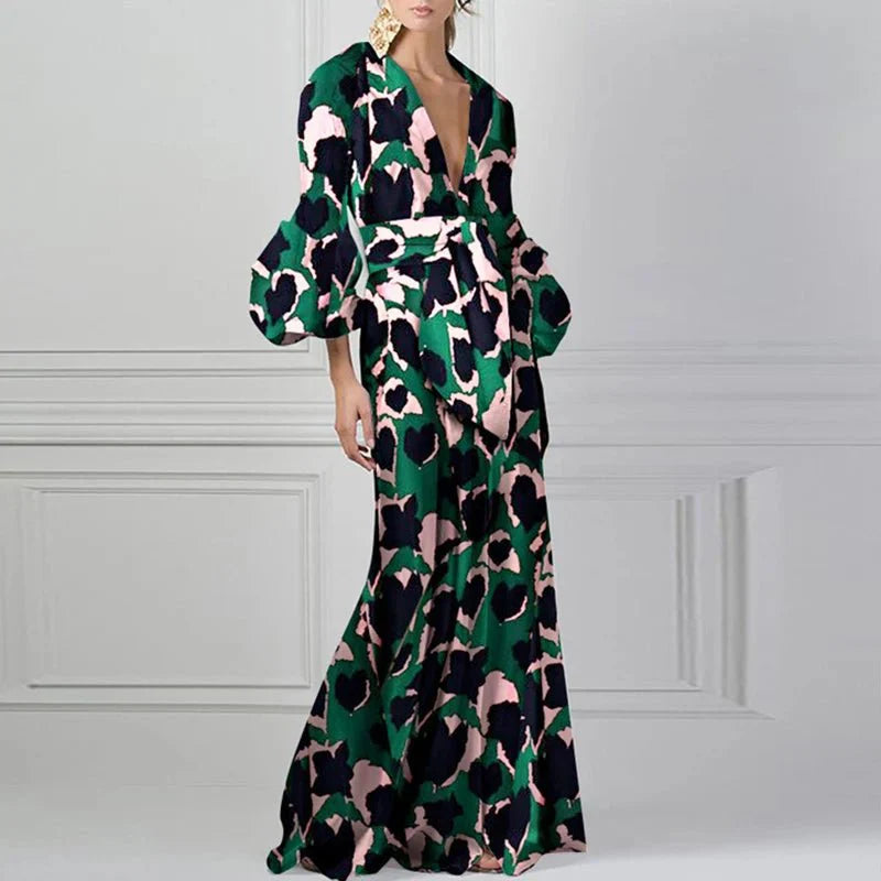 Bohemian Lantern Sleeve A-Line Maxi Dreses