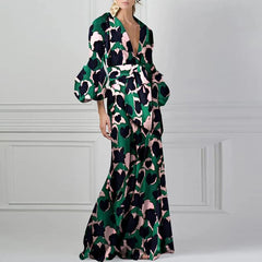 Bohemian Lantern Sleeve A-Line Maxi Dreses