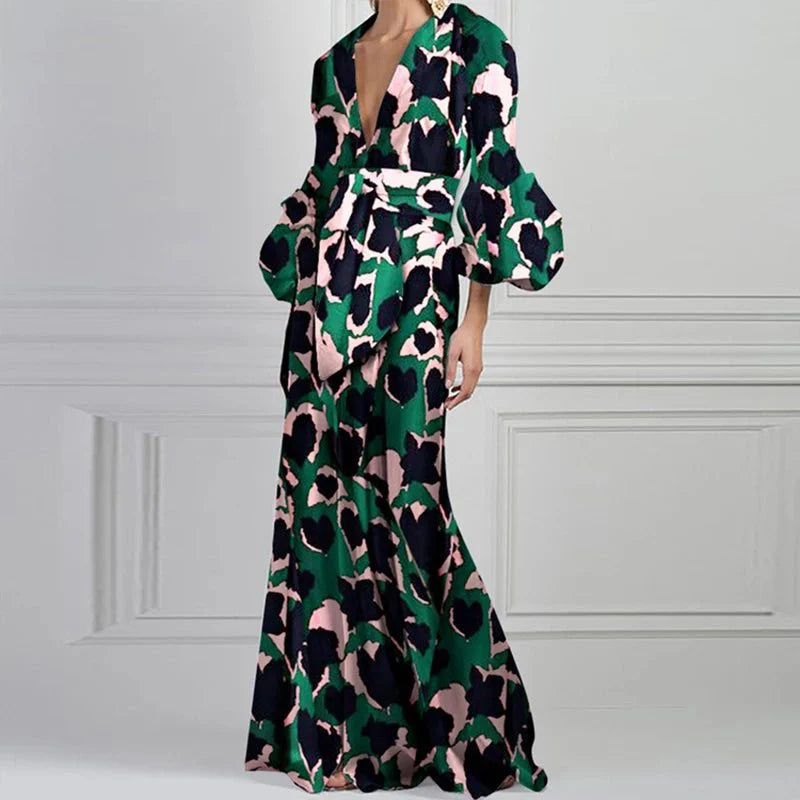Bohemian Lantern Sleeve A-Line Maxi Dreses