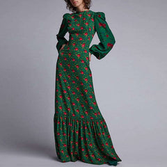 Bohemian Lantern Sleeve A-Line Maxi Dreses