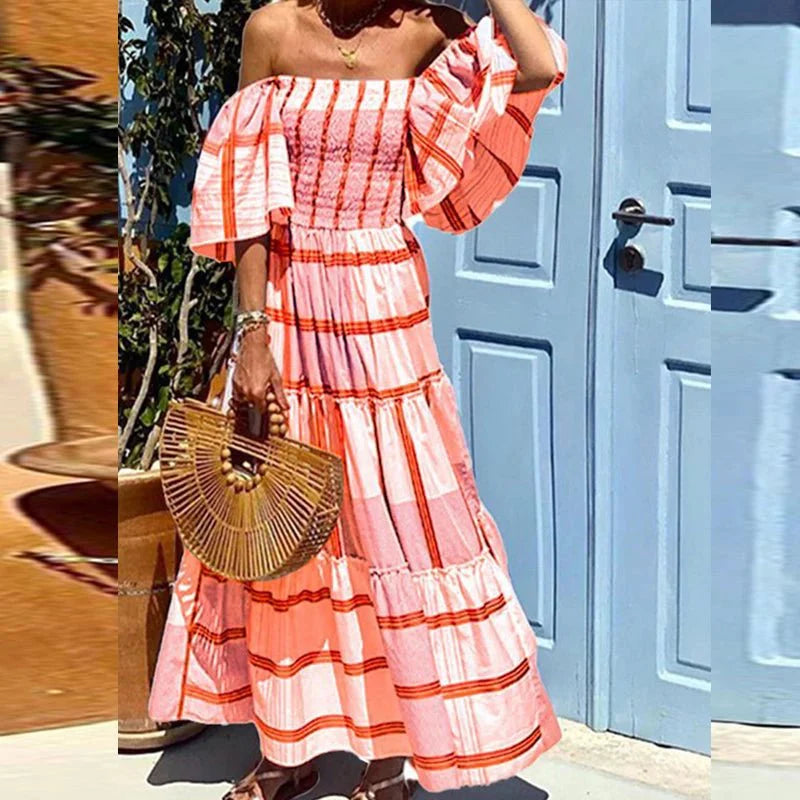 Boho Off-Shoulder A-Line Beach Dress