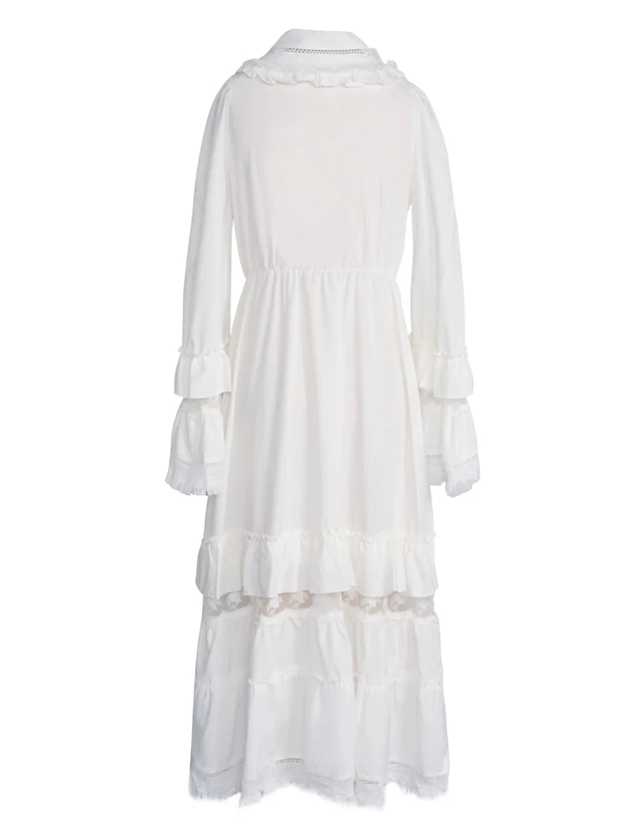 Boho V Neck Lace Patchwork Noble Elegant Evening Party Night Dress