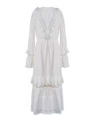 Boho V Neck Lace Patchwork Noble Elegant Evening Party Night Dress