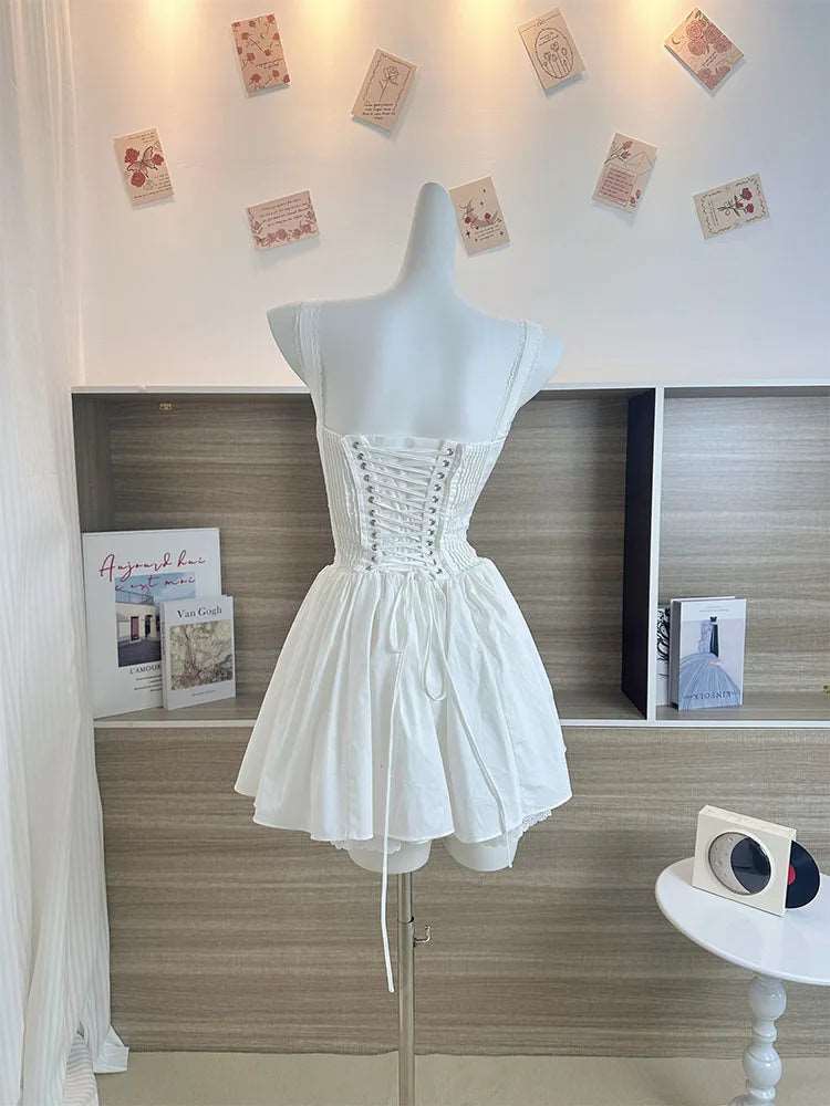 Bow A-Line Dress Spaghetti Strap Dress
