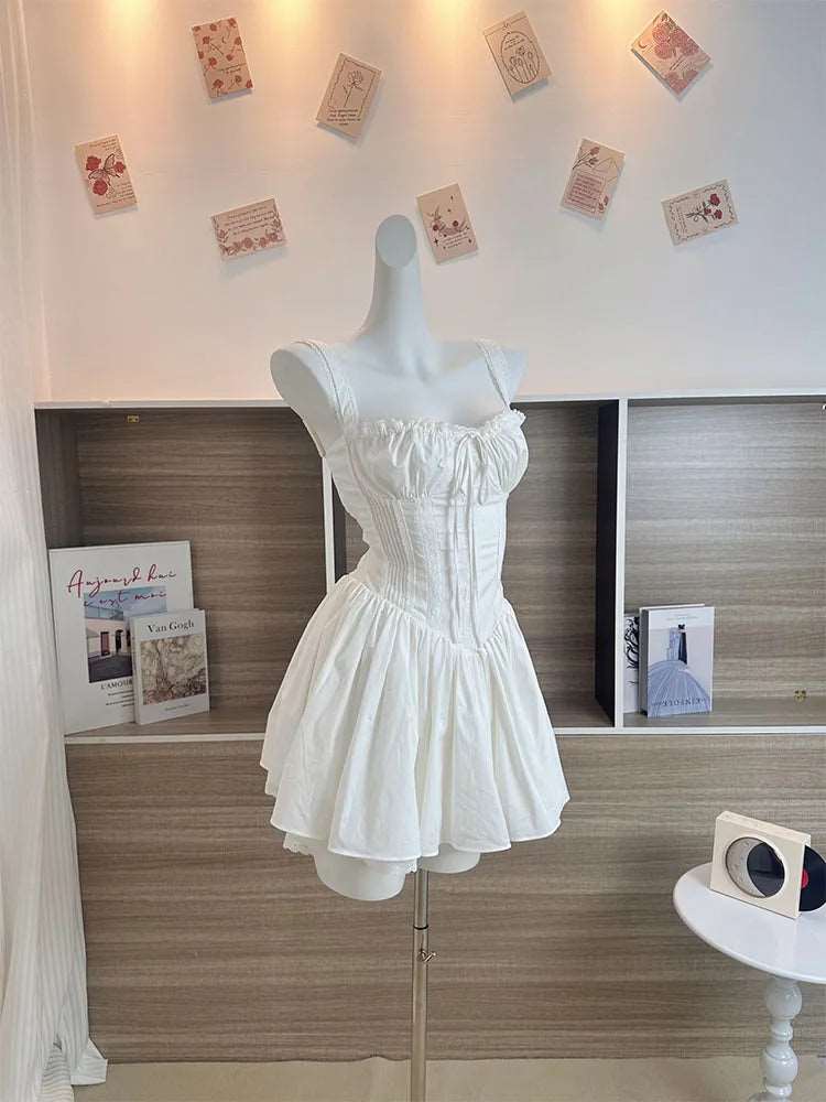 Bow A-Line Dress Spaghetti Strap Dress