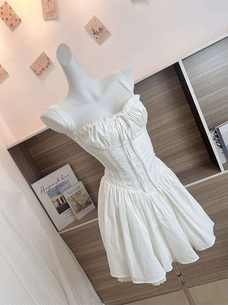 Bow A-Line Dress Spaghetti Strap Dress