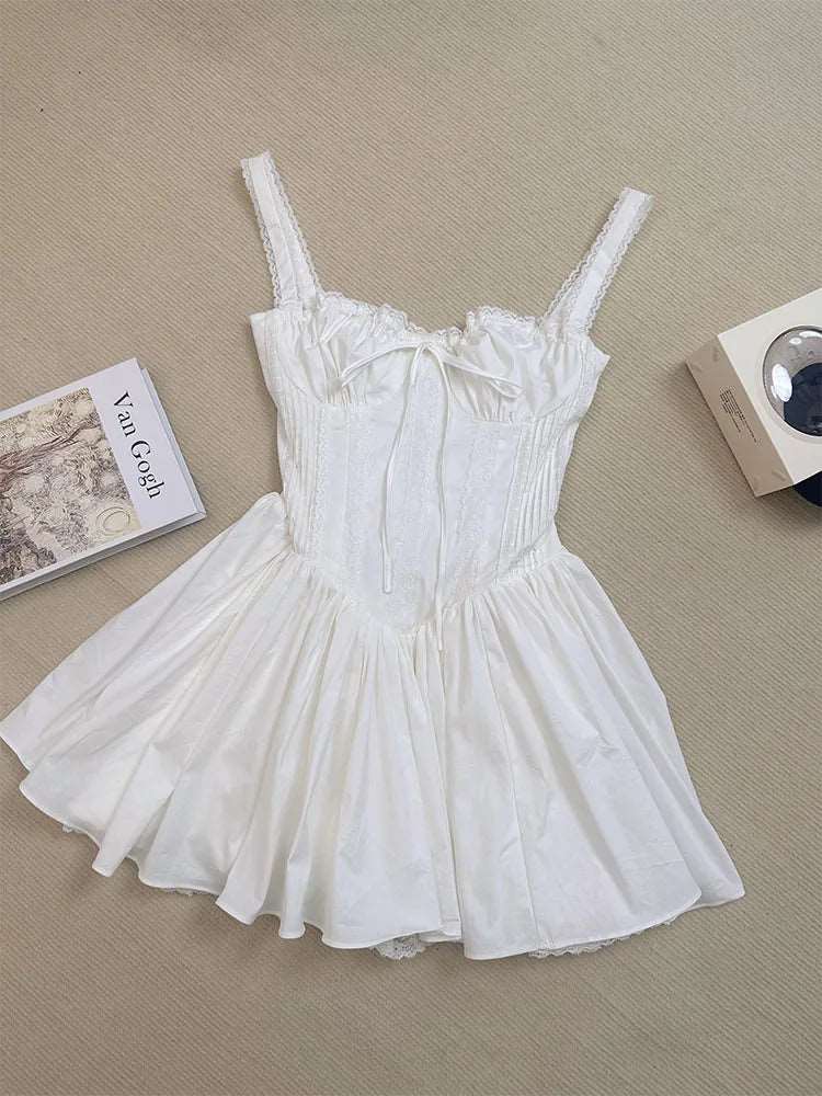Bow A-Line Dress Spaghetti Strap Dress
