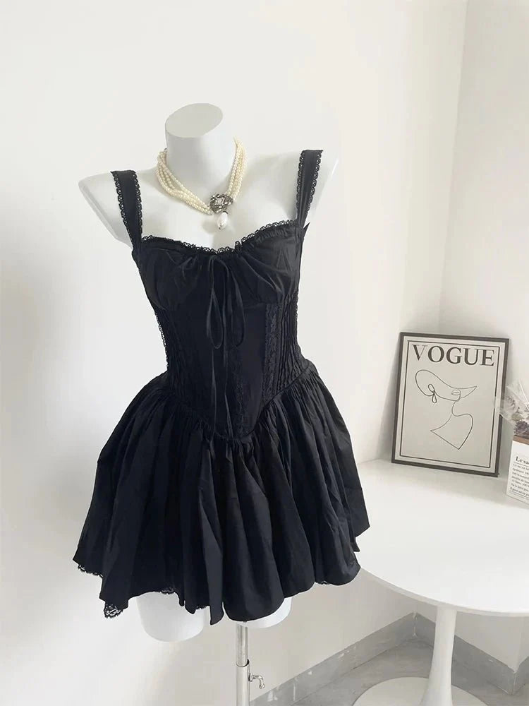 Bow A-Line Dress Spaghetti Strap Dress