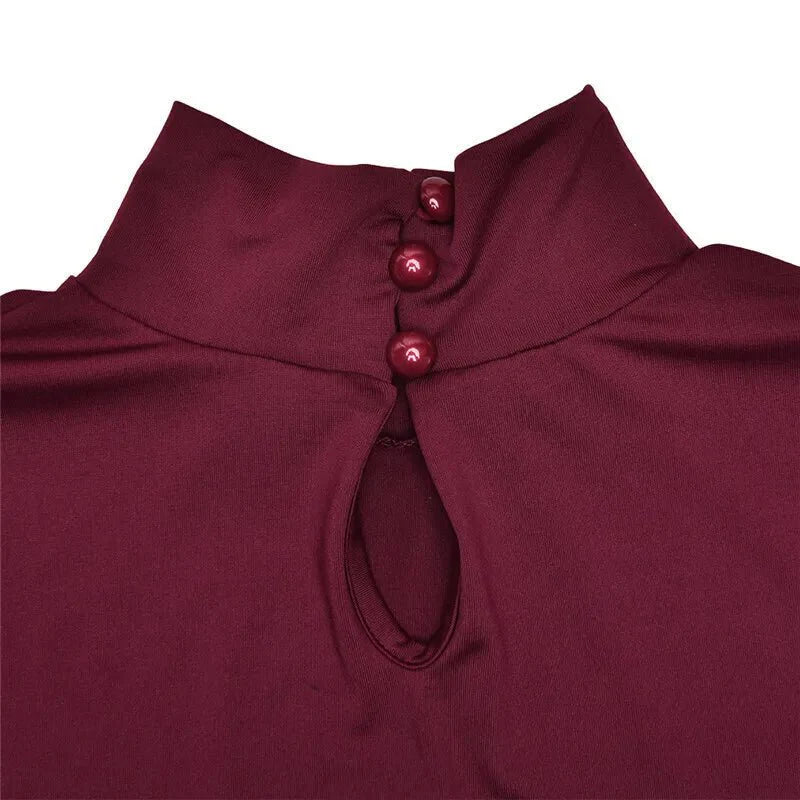 Burgundy Turtleneck Mini Dress