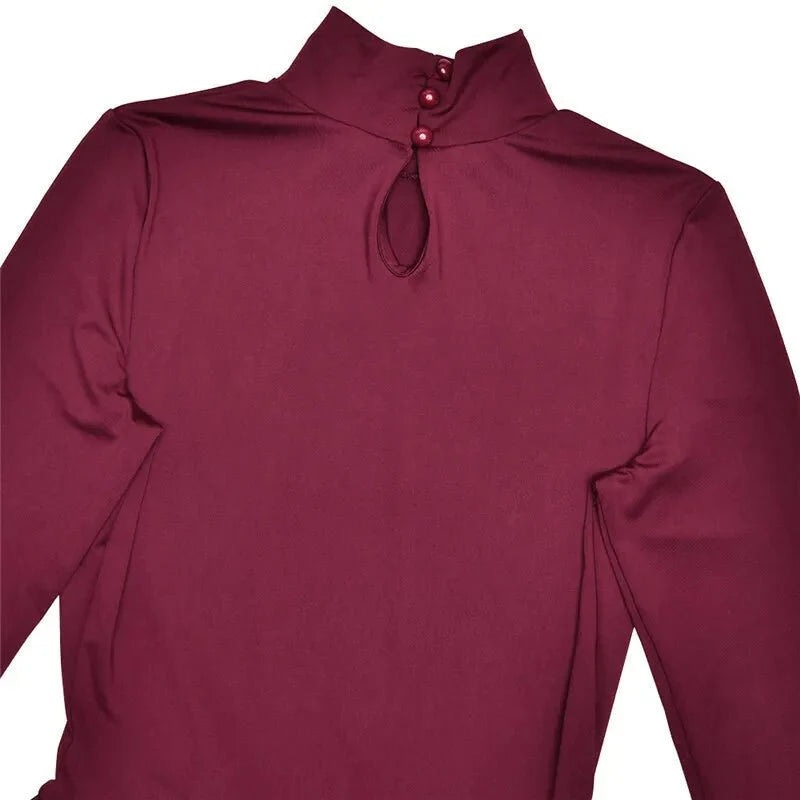 Burgundy Turtleneck Mini Dress