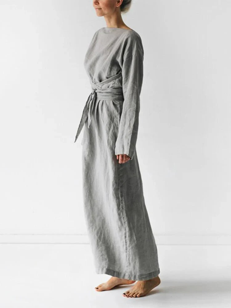 Casual Solid Cotton Linen Dress