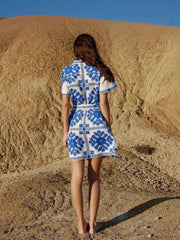 Chic Print Short Vacation Dress