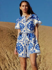 Chic Print Short Vacation Dress