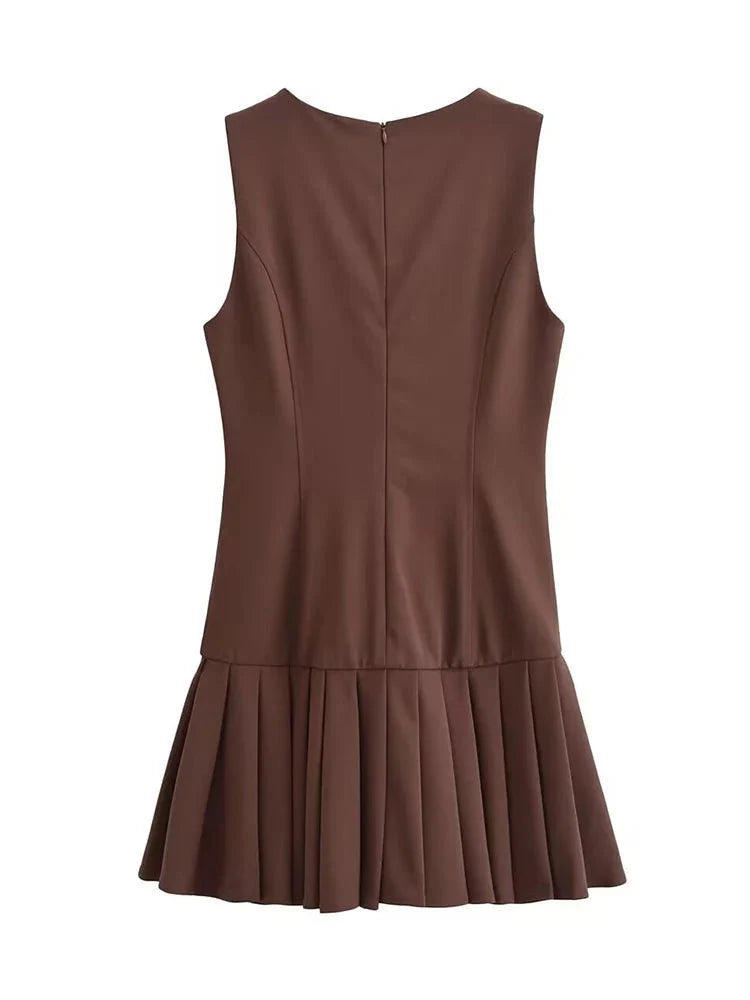 Chic Sleeveless Pleated Mini Dress