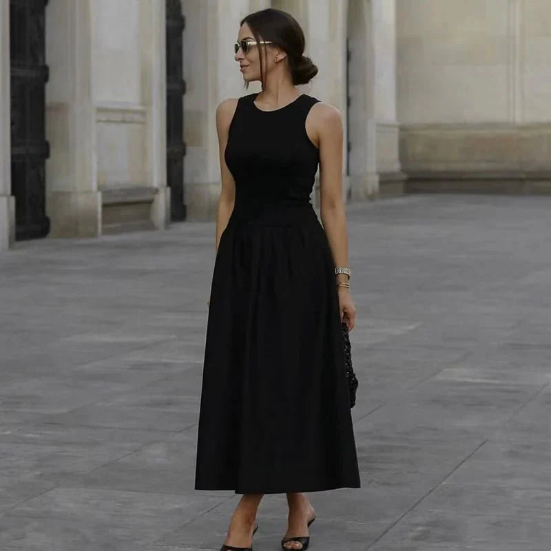 Chic Slim O-Neck Elegant Long Dress