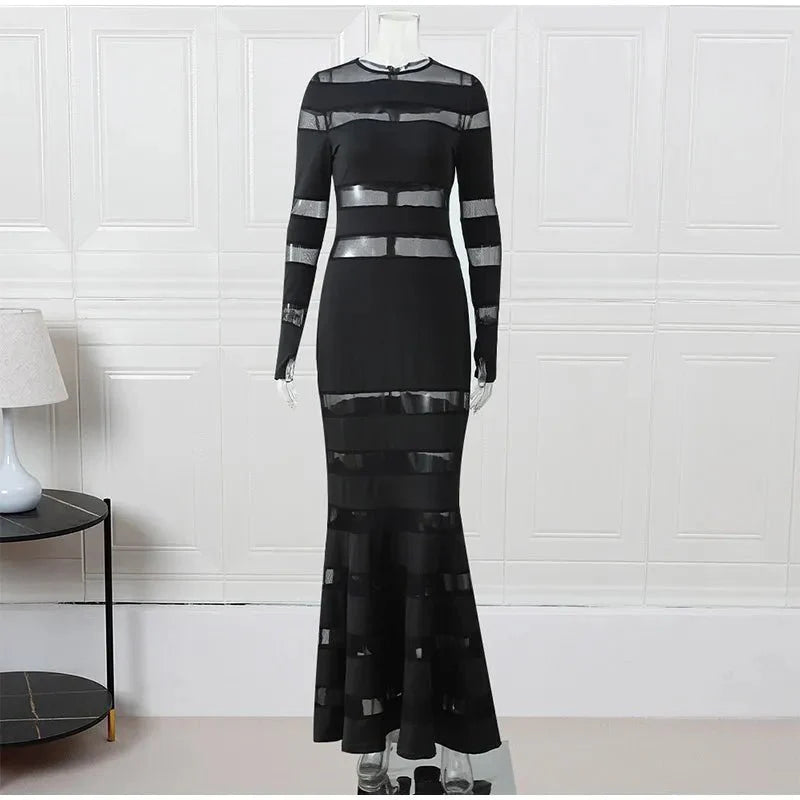 Chic Solid Hollow Out Maxi Dress