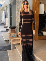 Chic Solid Hollow Out Maxi Dress