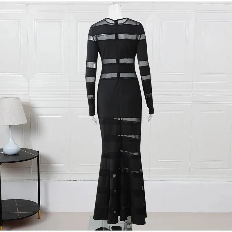 Chic Solid Hollow Out Maxi Dress