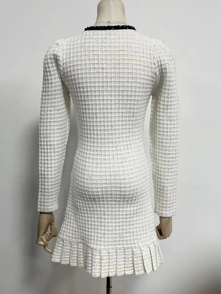 Colorblock Sequins Slim Knitted Bodycon Dresses