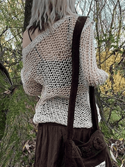Pydshop Crochet Hollow Long Sleeve Knit Top