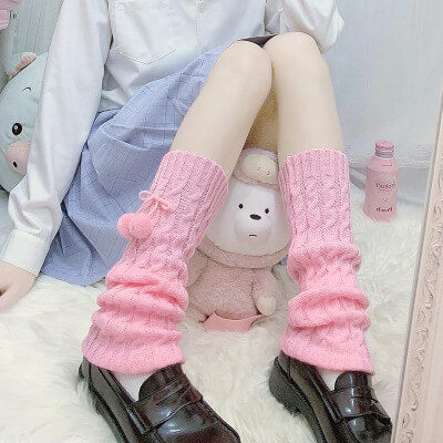 Lolita fluffy pompon leg warmer