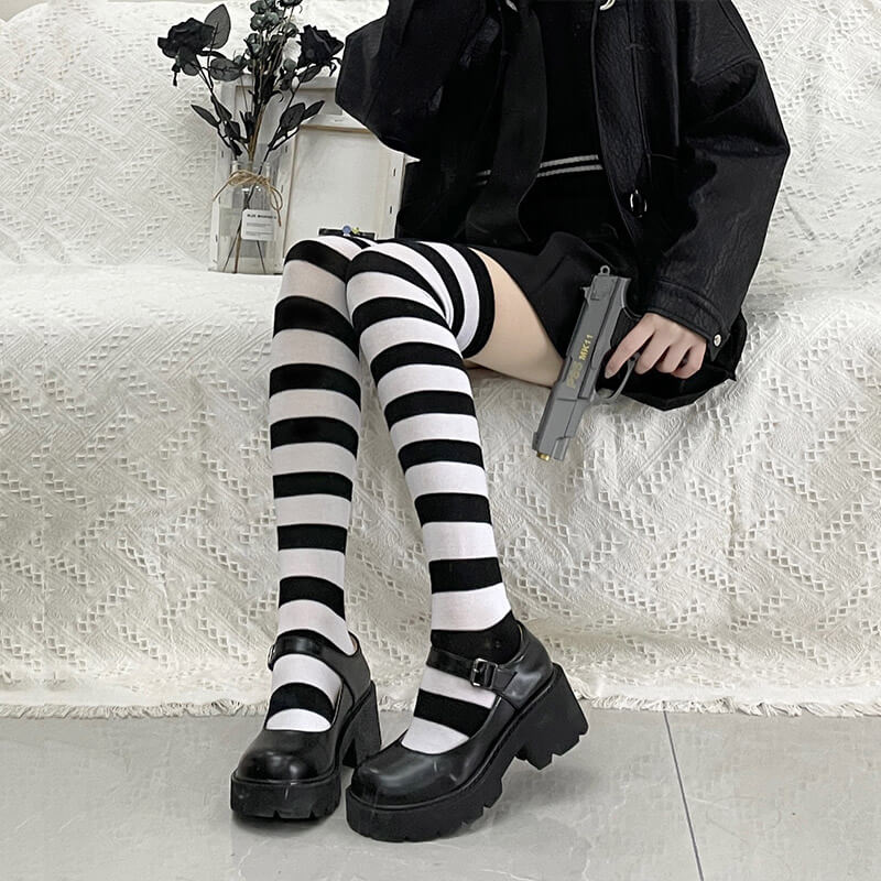 Candy stripes cosplay stockings