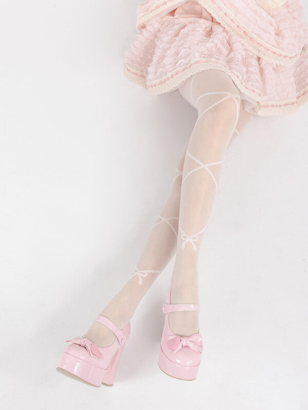 Aesthetic ballet ribbon tights