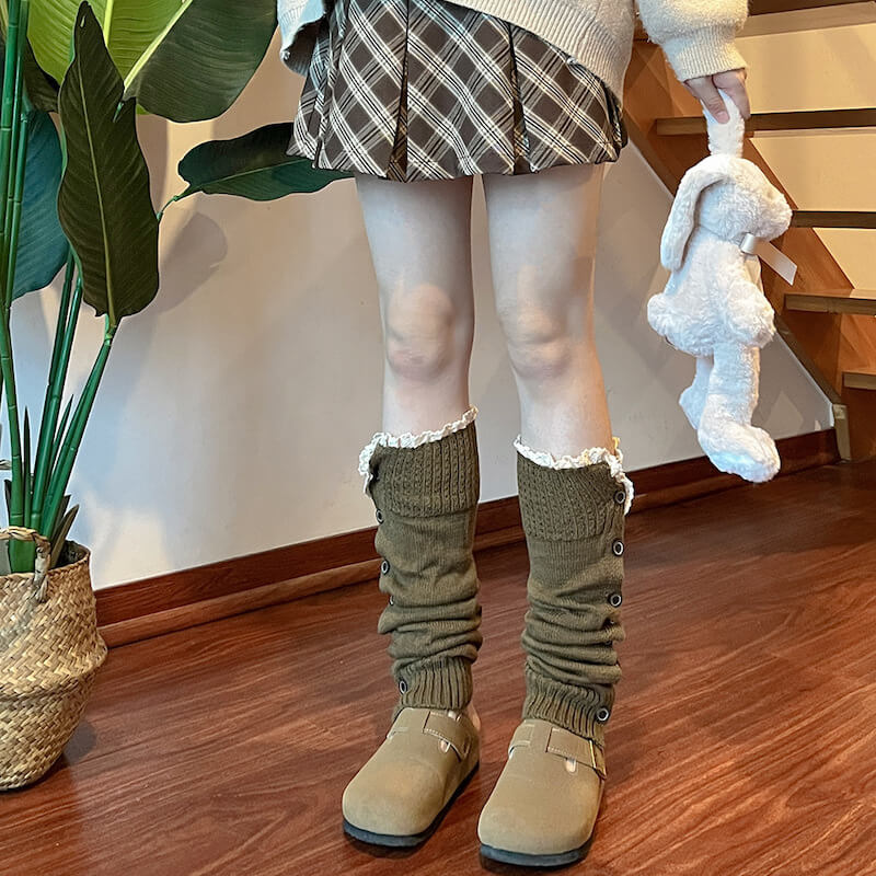 Aesthetic button lace leg warmers