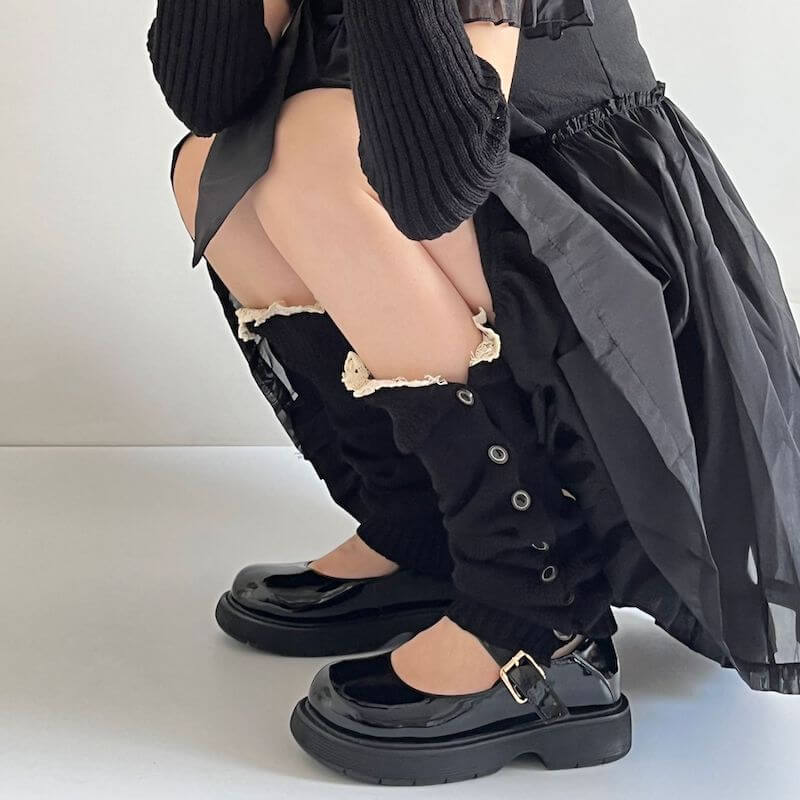Aesthetic button lace leg warmers