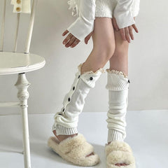 Aesthetic button lace leg warmers