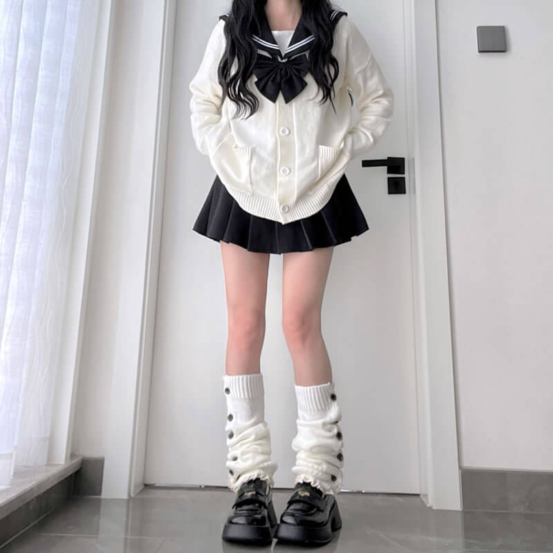 Aesthetic button lace leg warmers