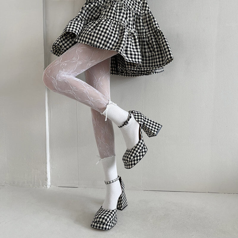 Aesthetic flower lace bow tights