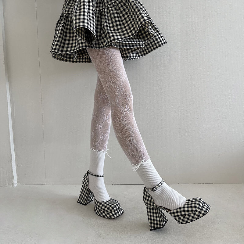 Aesthetic flower lace bow tights