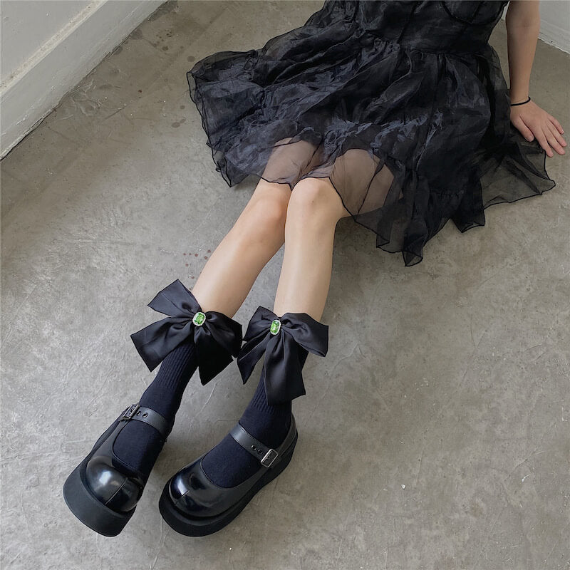 Aesthetic lolita bow socks c0218