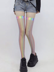 Aesthetic y2k rainbow fishnet stockings