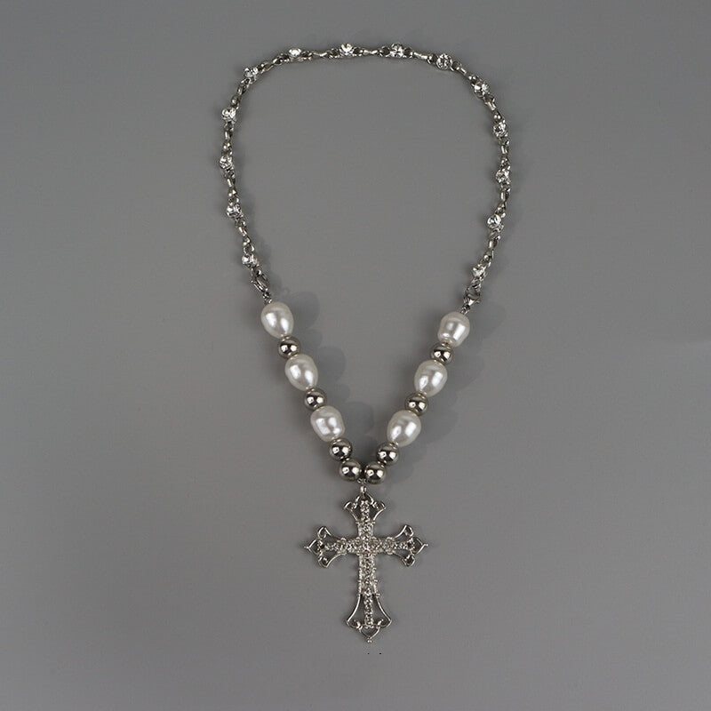 Alt pearl cross necklace