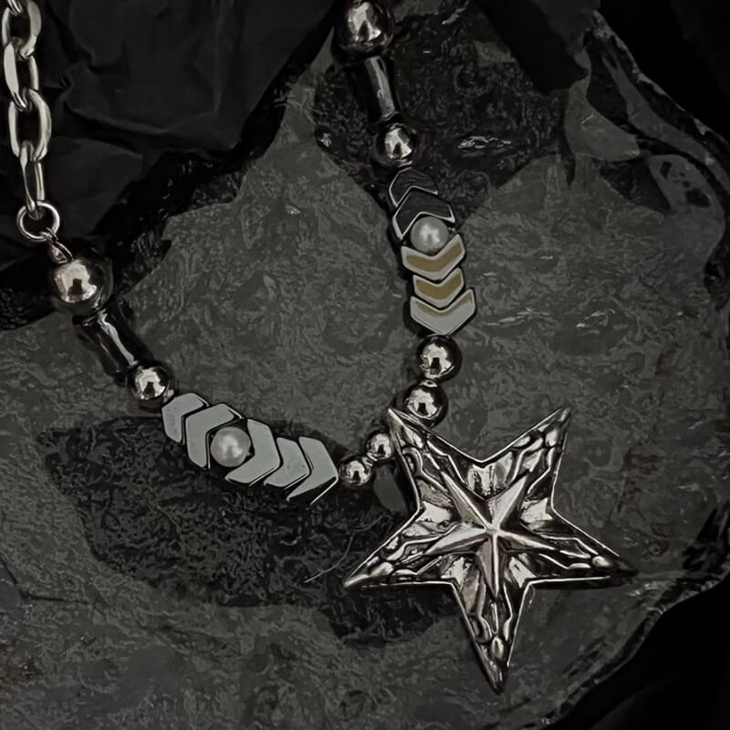 Alt punk star necklace