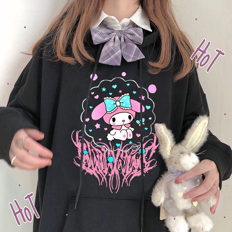 Alternative goth evil Kuromi hoodie
