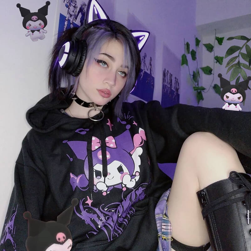 Alternative goth evil Kuromi hoodie