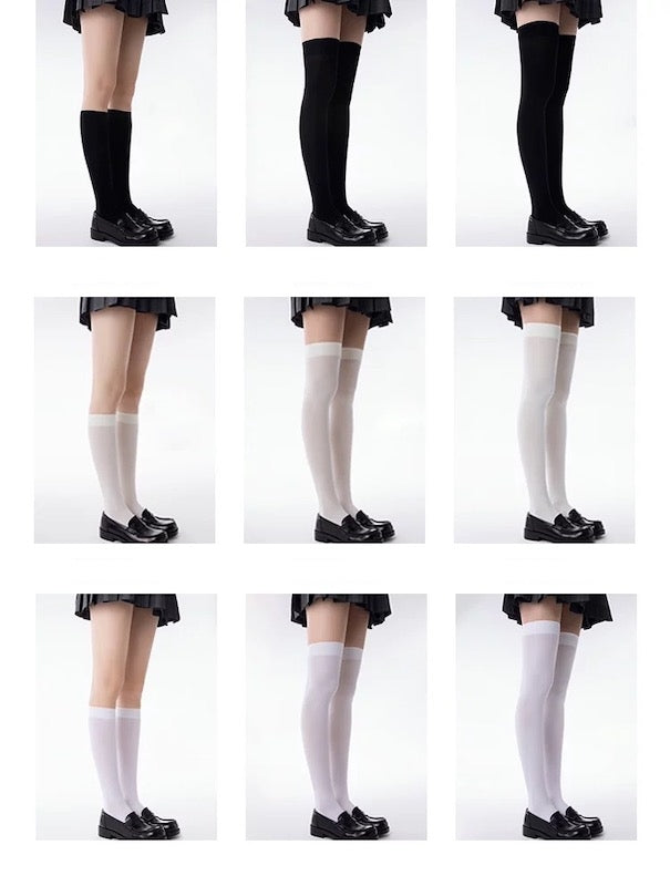 Anti-Slip thigh high soft velvet stockings for school uniform cosplay