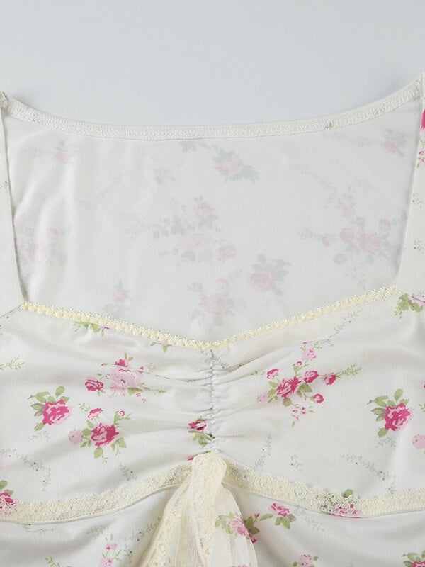 Aurora floral girl lace top