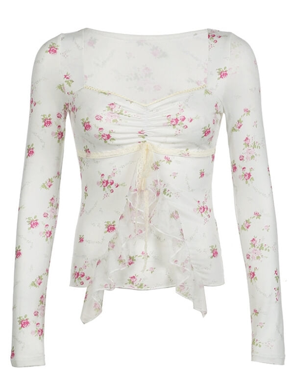 Aurora floral girl lace top