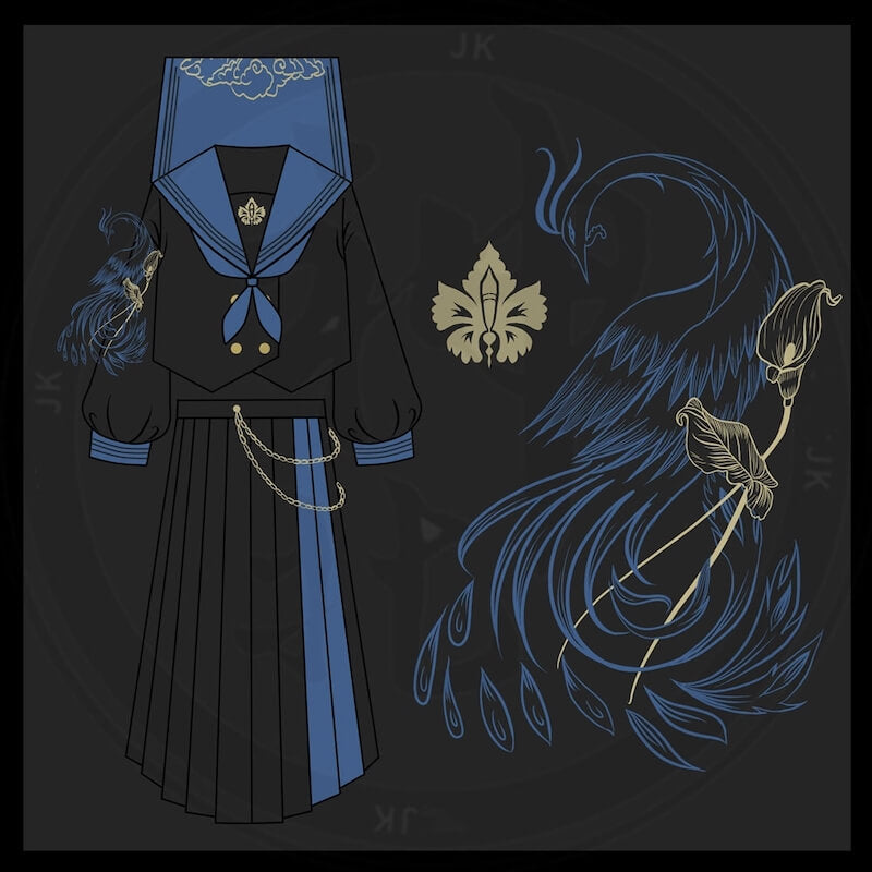 Bad girl blue black jk uniform set