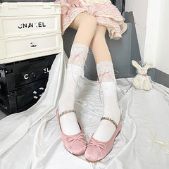 Ballet core ribbon lace stockings